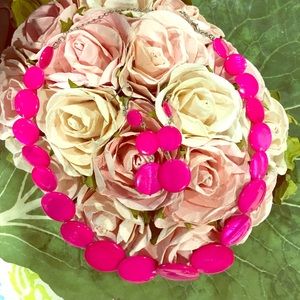 HOT Pink Necklace & Matching Earrings to Complete